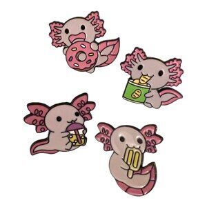 🧷AMAZING BUNDLE OF 4 - Axolotl Enamel Pins - Pins, Pokemon, Anime, Cartoon